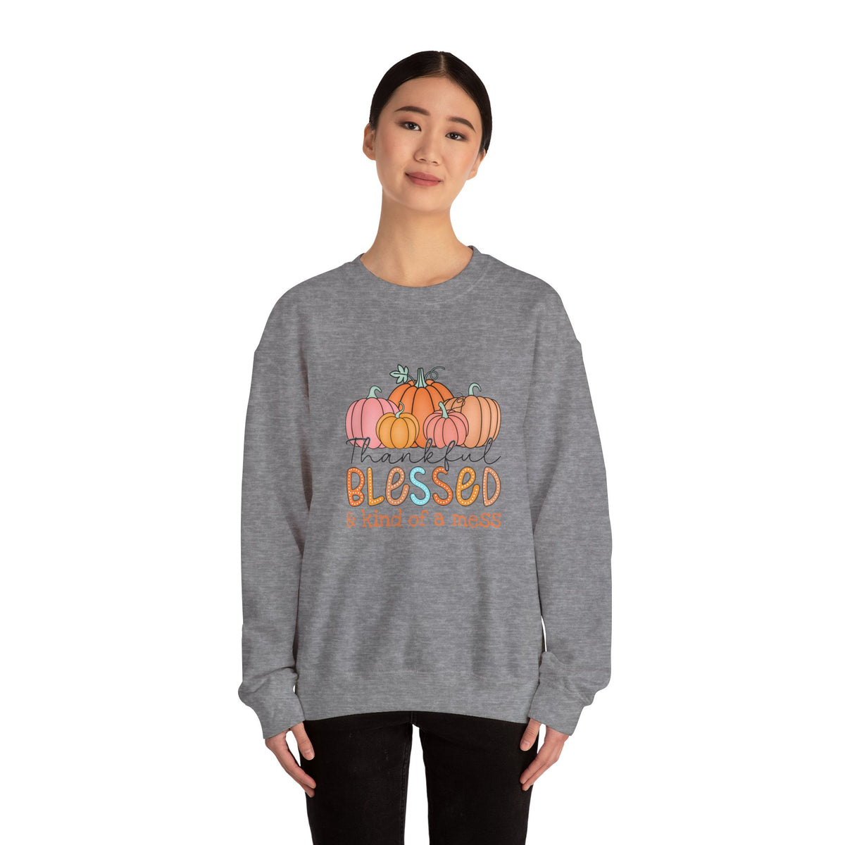 Gratitude Sweatshirt, Thankful Blessed Mess Gift, Cozy Sweater, Comfortable Lounge Wear